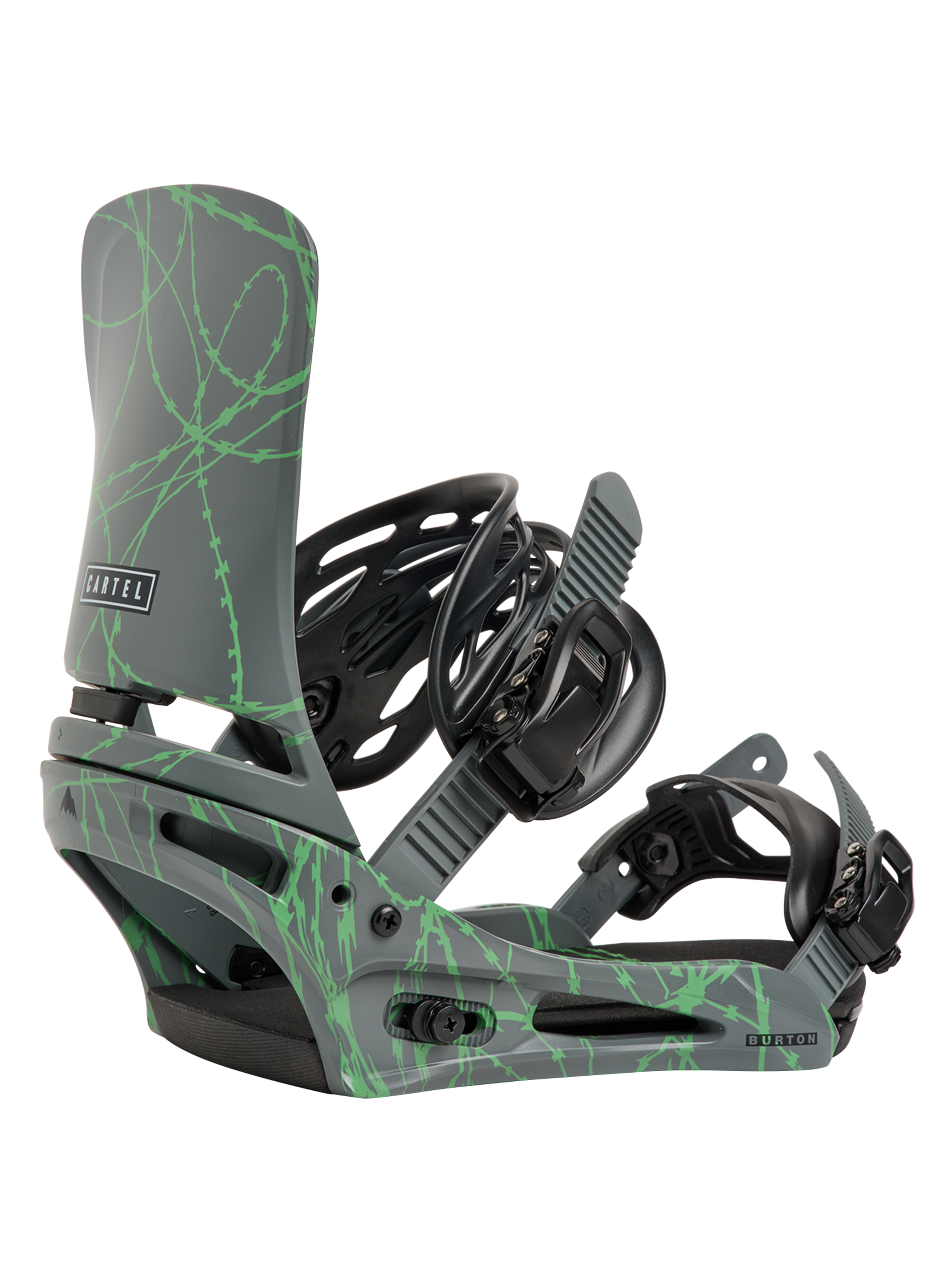 Product image of Men's Burton Cartel Re:Flex Snowboard Bindings[Variant:Gray / Green Voltage]