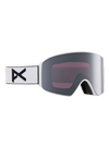 Product image of Anon M4 Goggles (Cylindrical) + Bonus Lens + MFI® Face Mask[Variant:Frame: White, Lens: Perceive Sunny Onyx (6% / S4), Spare Lens: Perceive Variable Violet (34% / S2)]