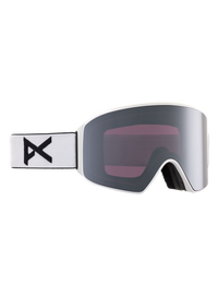 Product image of Anon M4 Goggles (Cylindrical) + Bonus Lens + MFI® Face Mask[Variant:Frame: White, Lens: Perceive Sunny Onyx (6% / S4), Spare Lens: Perceive Variable Violet (34% / S2)]