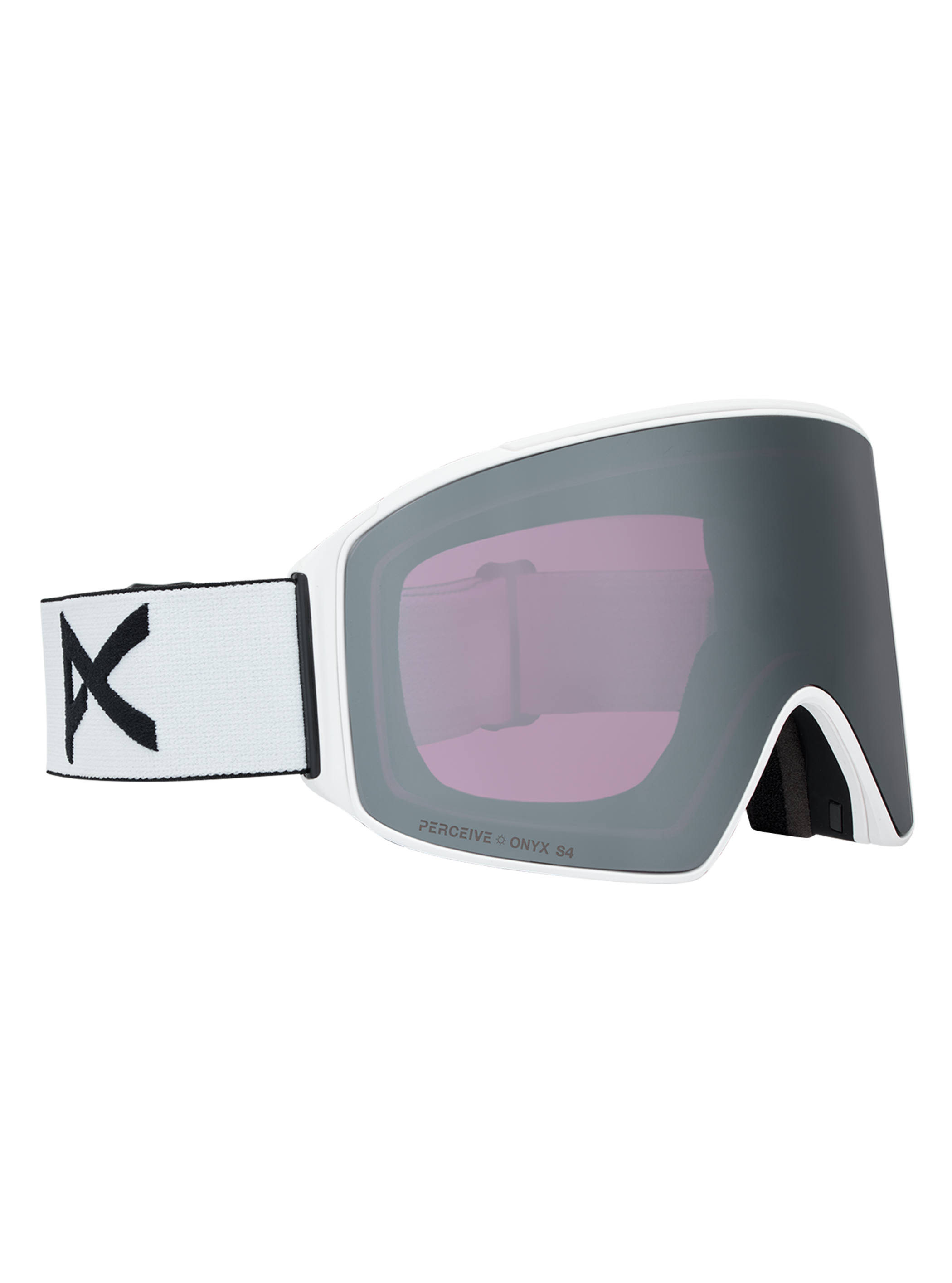 Product image of Anon M4 Goggles (Cylindrical) + Bonus Lens + MFI® Face Mask[Variant:Frame: White, Lens: Perceive Sunny Onyx (6% / S4), Spare Lens: Perceive Variable Violet (34% / S2)]