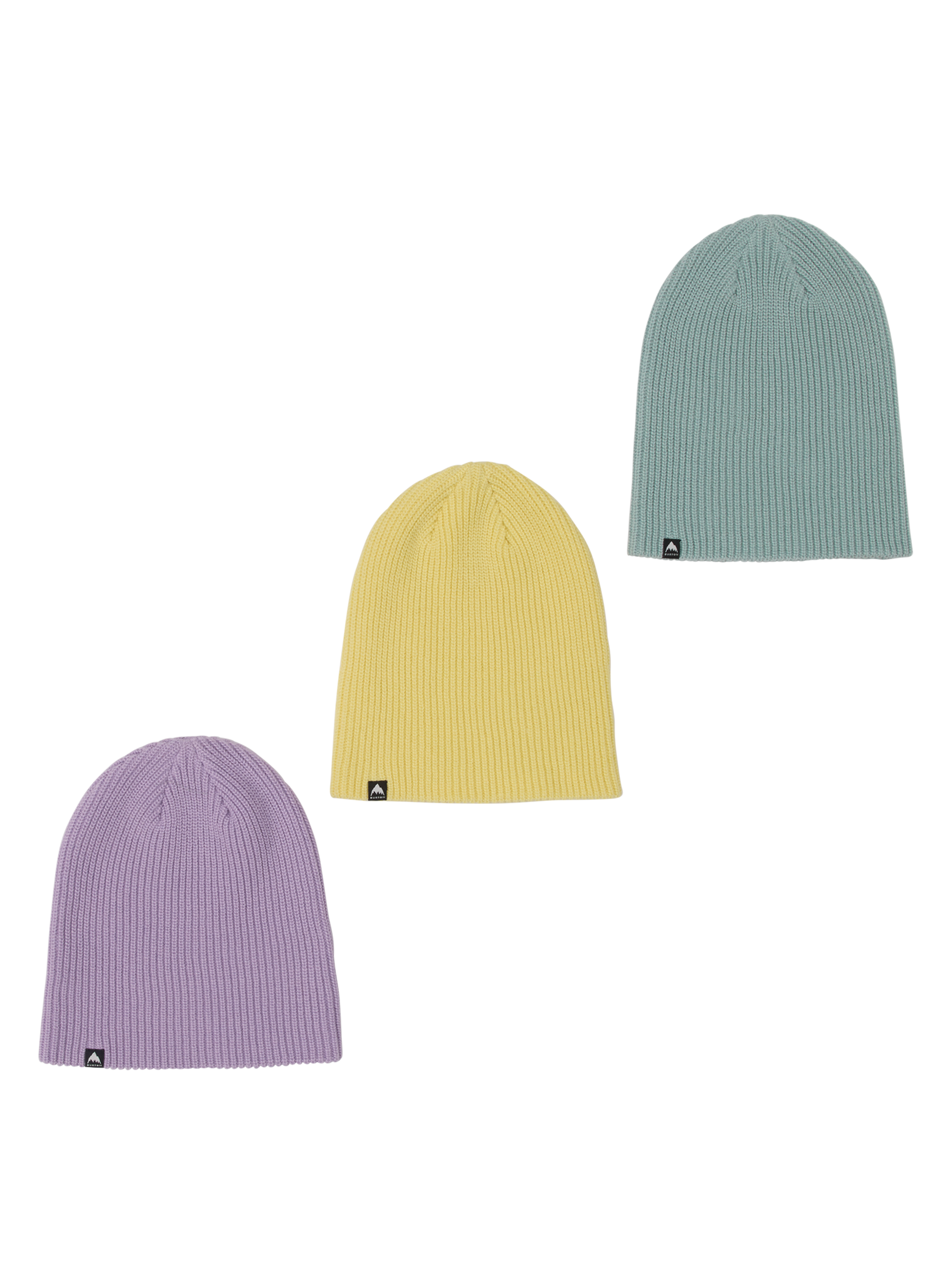 Product image of Burton Recycled DND Beanie (3 Pack)[Variant:Washed Lavender / Light Teal / Glow Yellow Green]