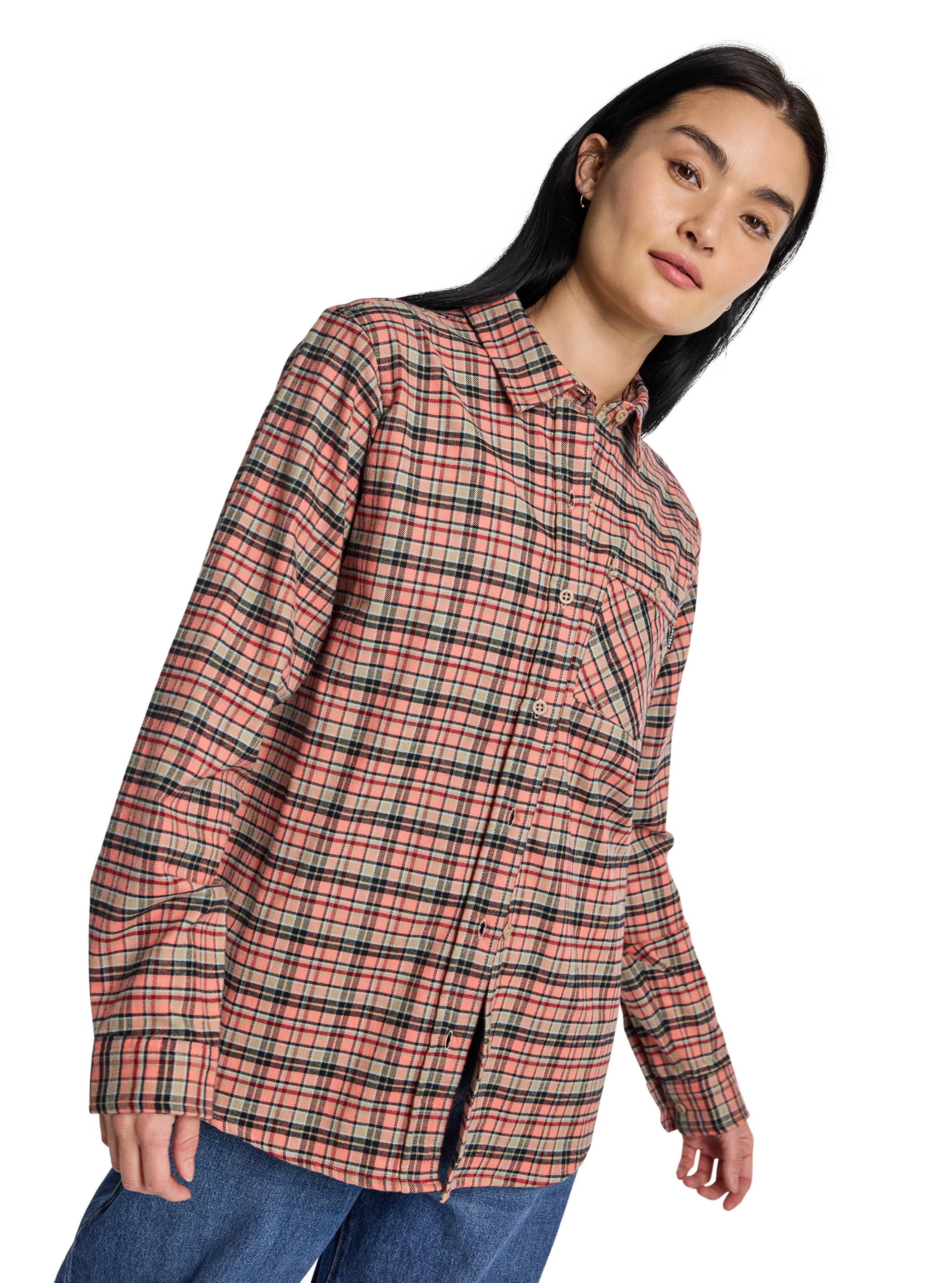 Product image of Women's Burton Favorite Long Sleeve Flannel Shirt[Variant:Peach Echo Check]