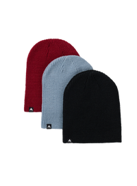 Product image of Kids' Burton Recycled DND Beanie (3 Pack)[Variant:True Black / Dusty Blue / Deep Red]