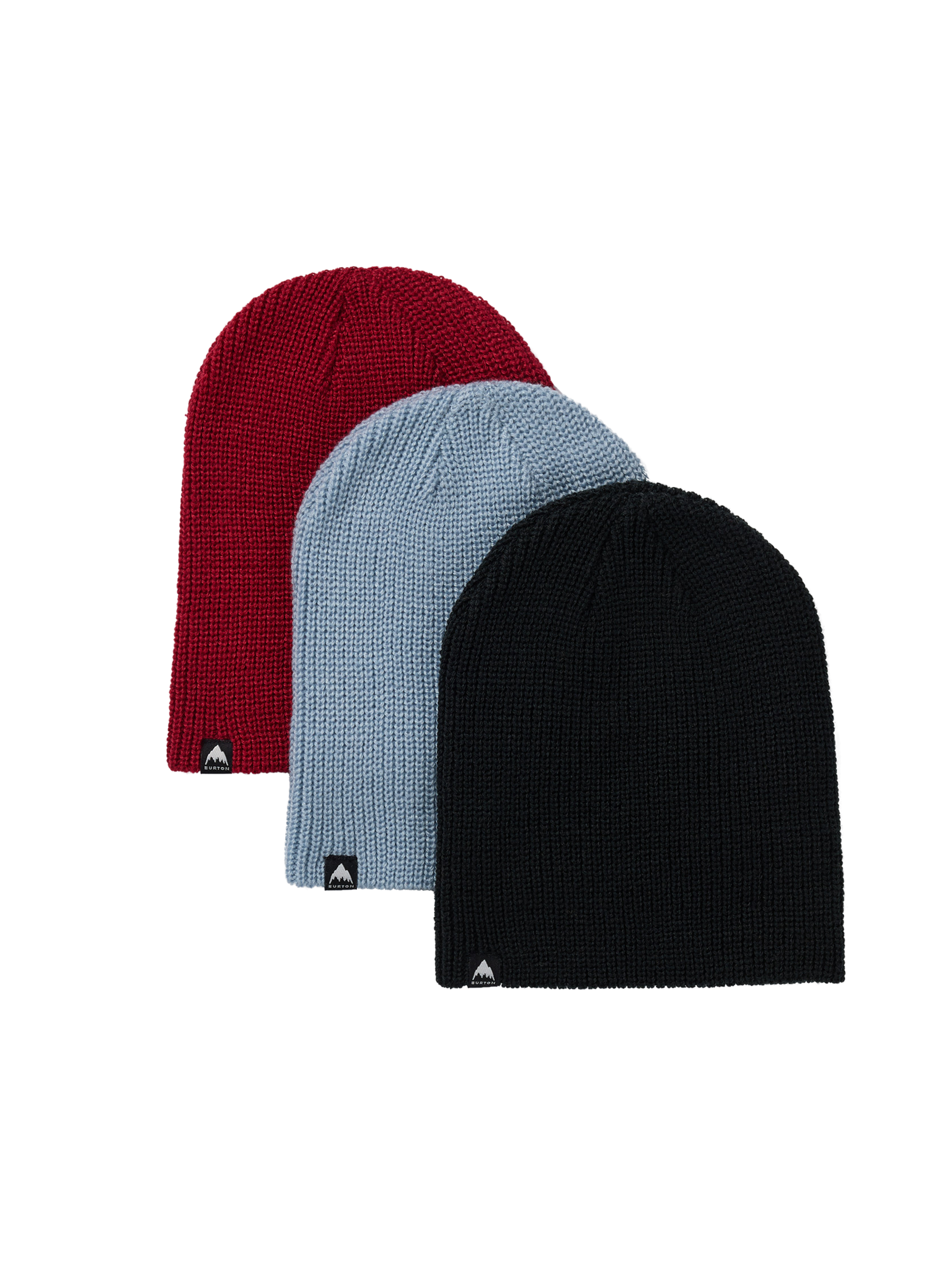 Product image of Kids' Burton Recycled DND Beanie (3 Pack)[Variant:True Black / Dusty Blue / Deep Red]