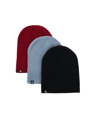 Product image of Kids' Burton Recycled DND Beanie (3 Pack)[Variant:True Black / Dusty Blue / Deep Red]