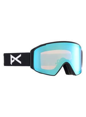 Product image of Anon M4S Low Bridge Fit Goggles (Cylindrical) + Bonus Lens[Variant:Frame: Black, Lens: Perceive Variable Blue (21% / S2), Spare Lens: Perceive Cloudy Pink (53% / S1)]