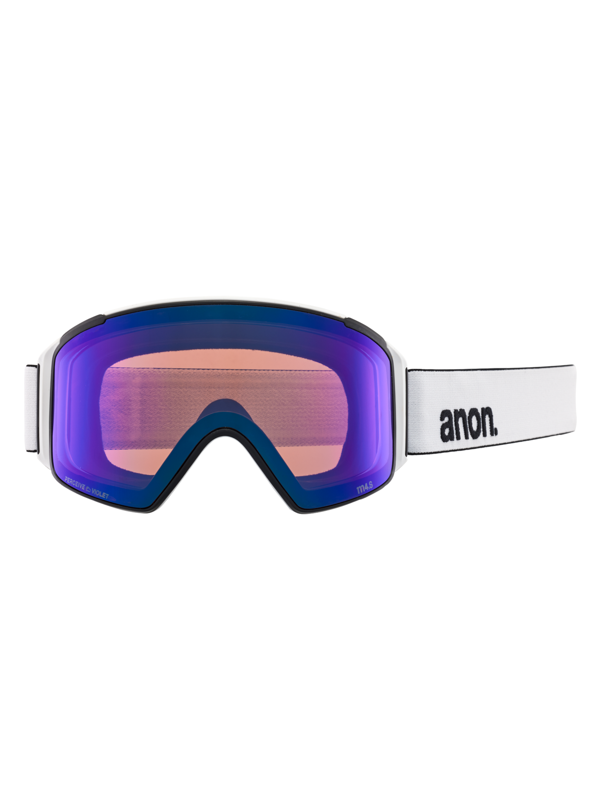 Product image of Anon M4S Low Bridge Fit Goggles (Cylindrical) + Bonus Lens[Variant:Frame: White, Lens: Perceive Sunny Onyx (6% / S4), Spare Lens: Perceive Variable Violet (34% / S2)]