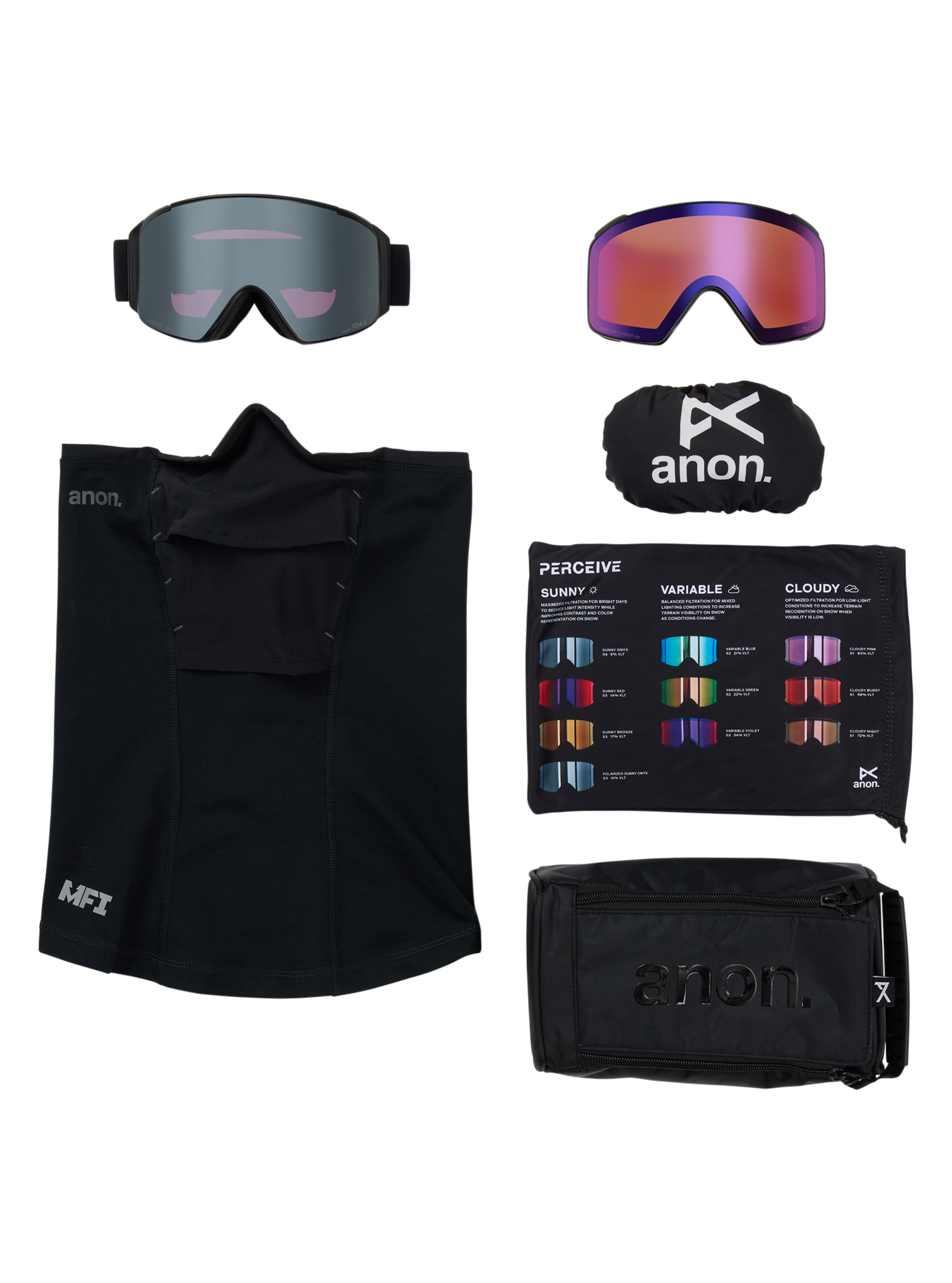 Anon M4S Brille (zylindrisch) + Zusatzbrillenglas + MFI® Face Mask