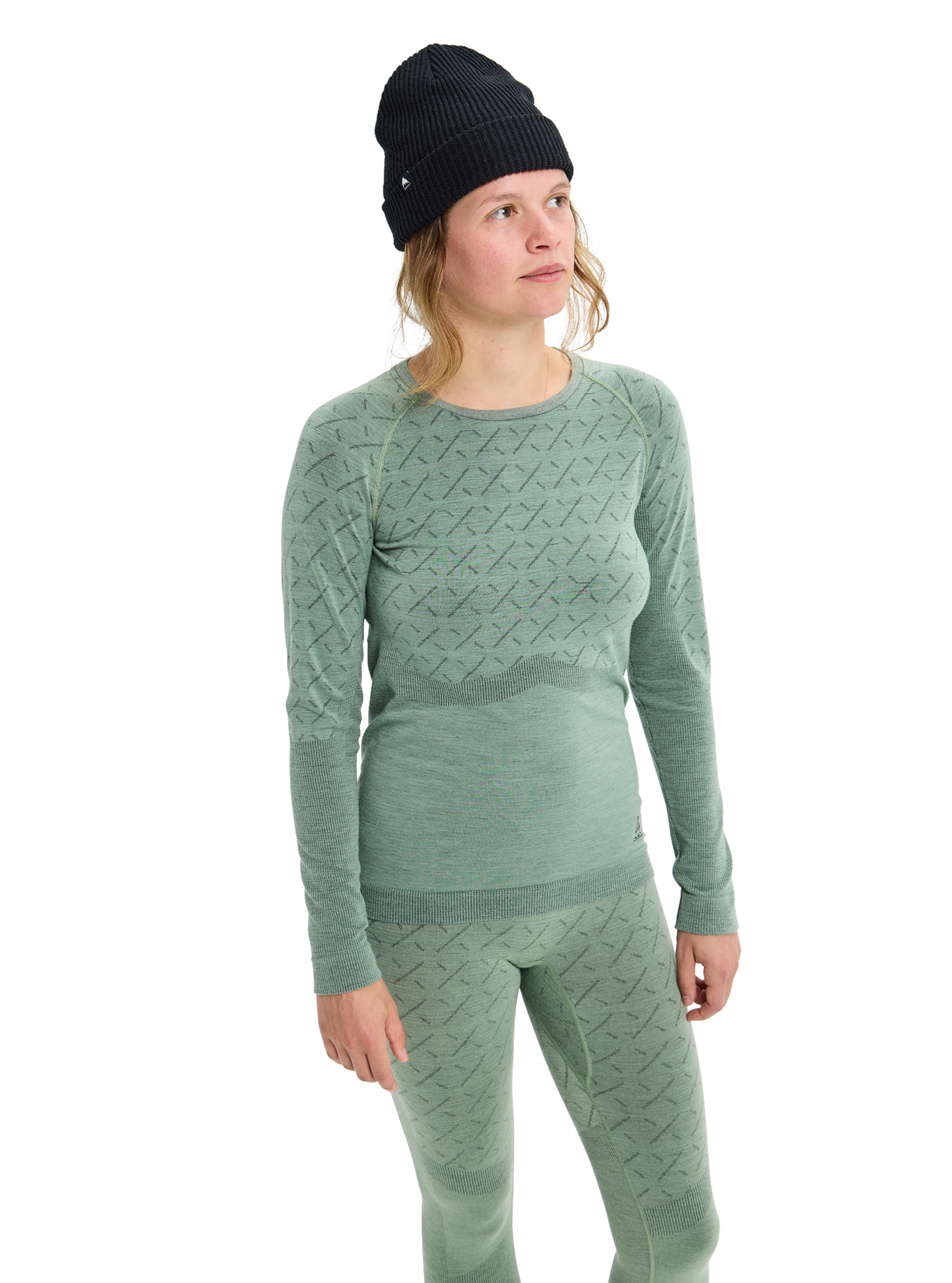 Product image of Women's Burton [ak] Slokar Crewneck Fleece[Variant:Hedge Green / True Black]