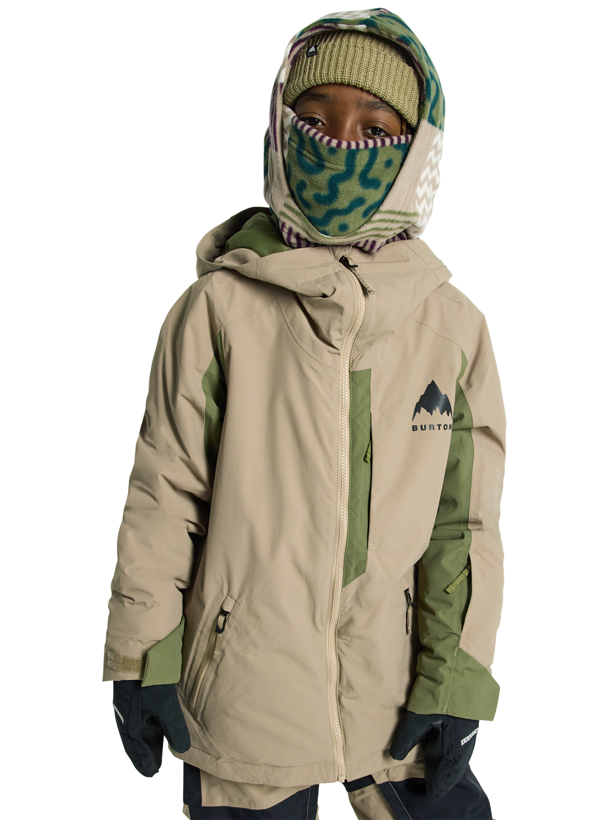 Product image of Kids' Burton Hillslope Jacket[Variant:Summit Taupe / Forest Moss]