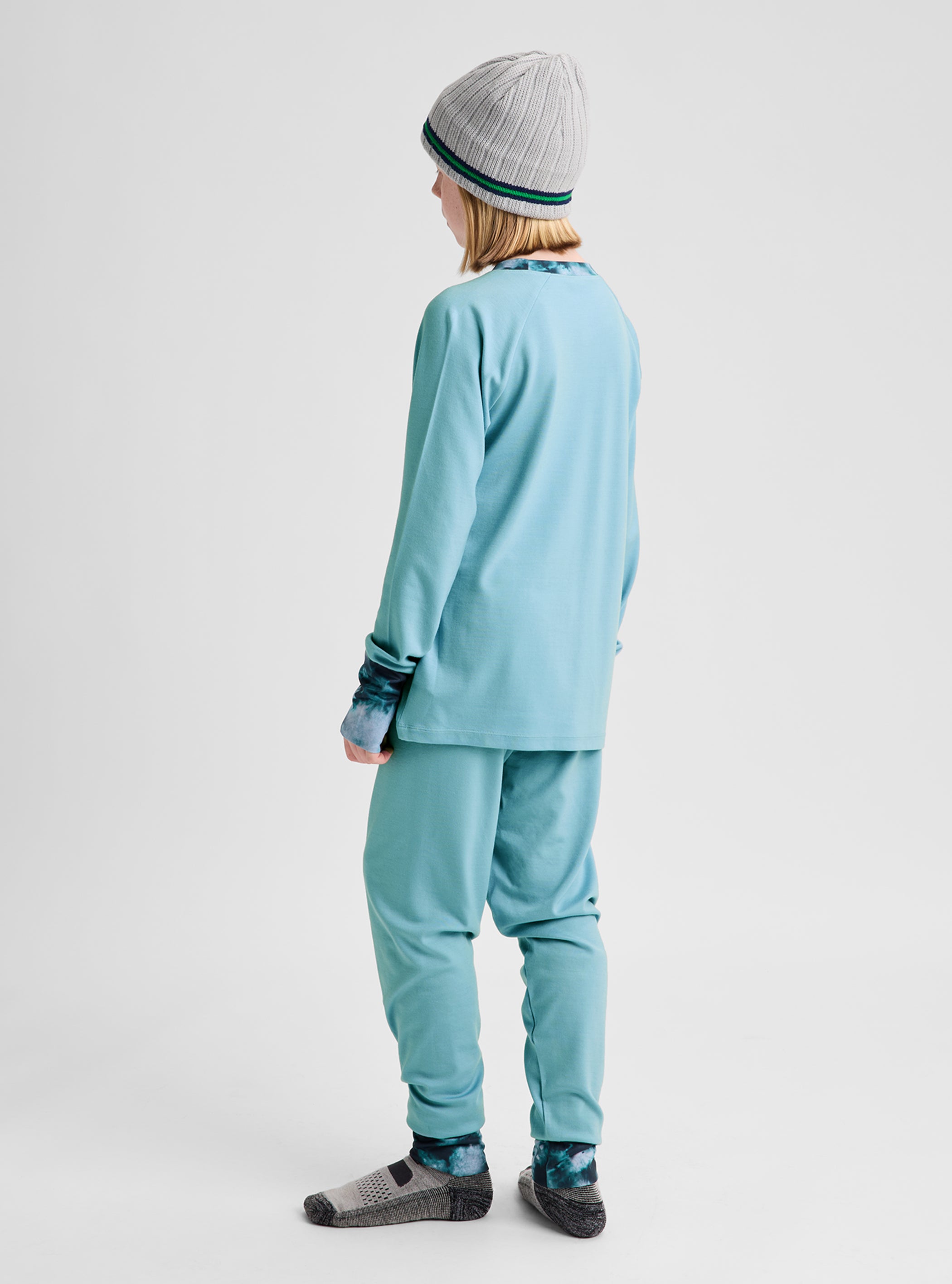 Product Image of Kids' and Toddlers' Burton Merino Wool Base Layer Set [Variant: Mineral Blue / Crumple Dye]