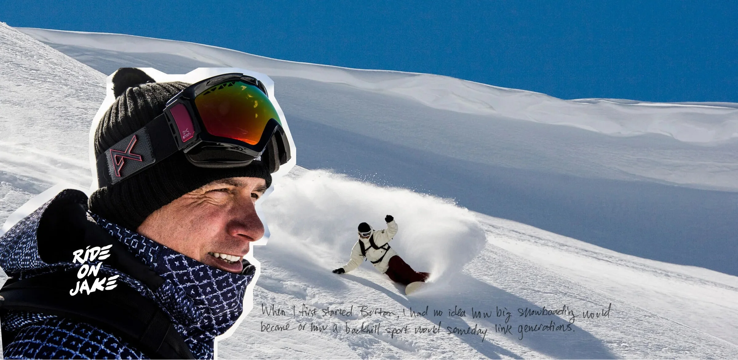 Jake Burton Carpenter riding a throwback board