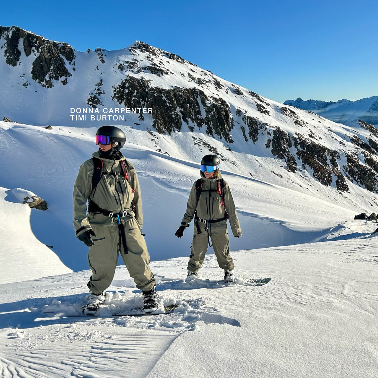 Donna and Timi Carpenter snowboarding together in Mine 77 