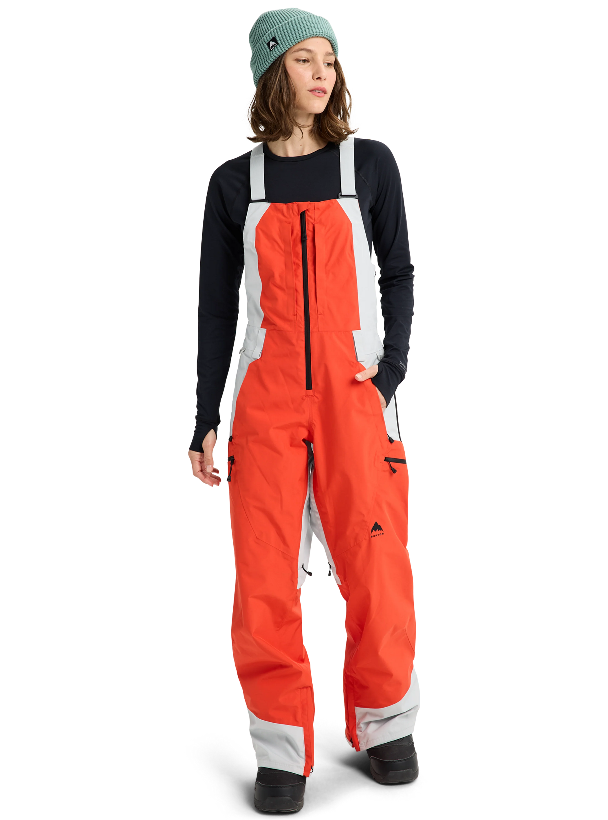 Product image of Women's Burton Reserve GORE-TEX 2L Bib Pants[Variant:Fiesta Red / Gray Cloud]