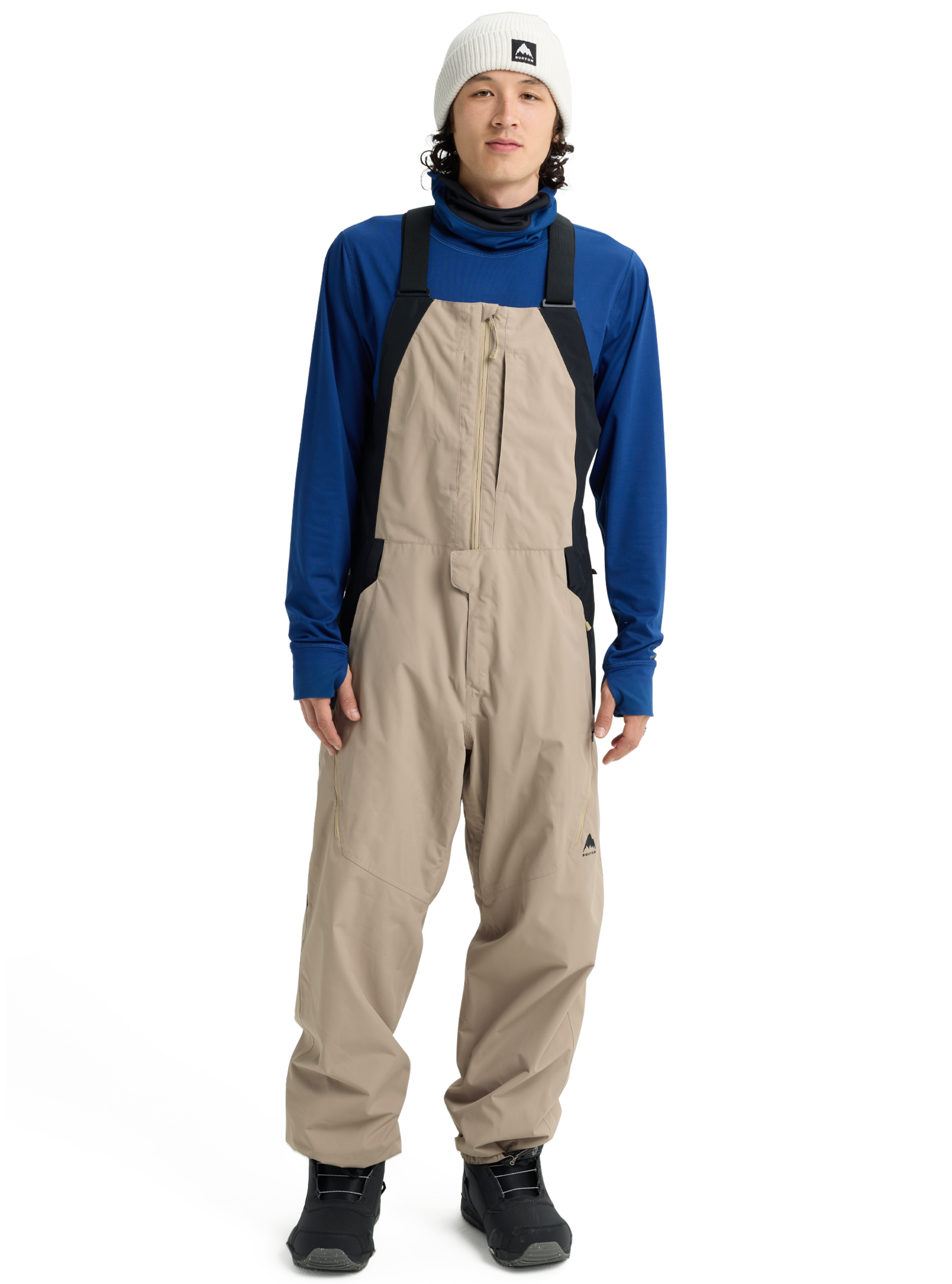 Product image of Men's Burton Reserve 2L Relaxed Bib Pants[Variant:Summit Taupe / True Black]
