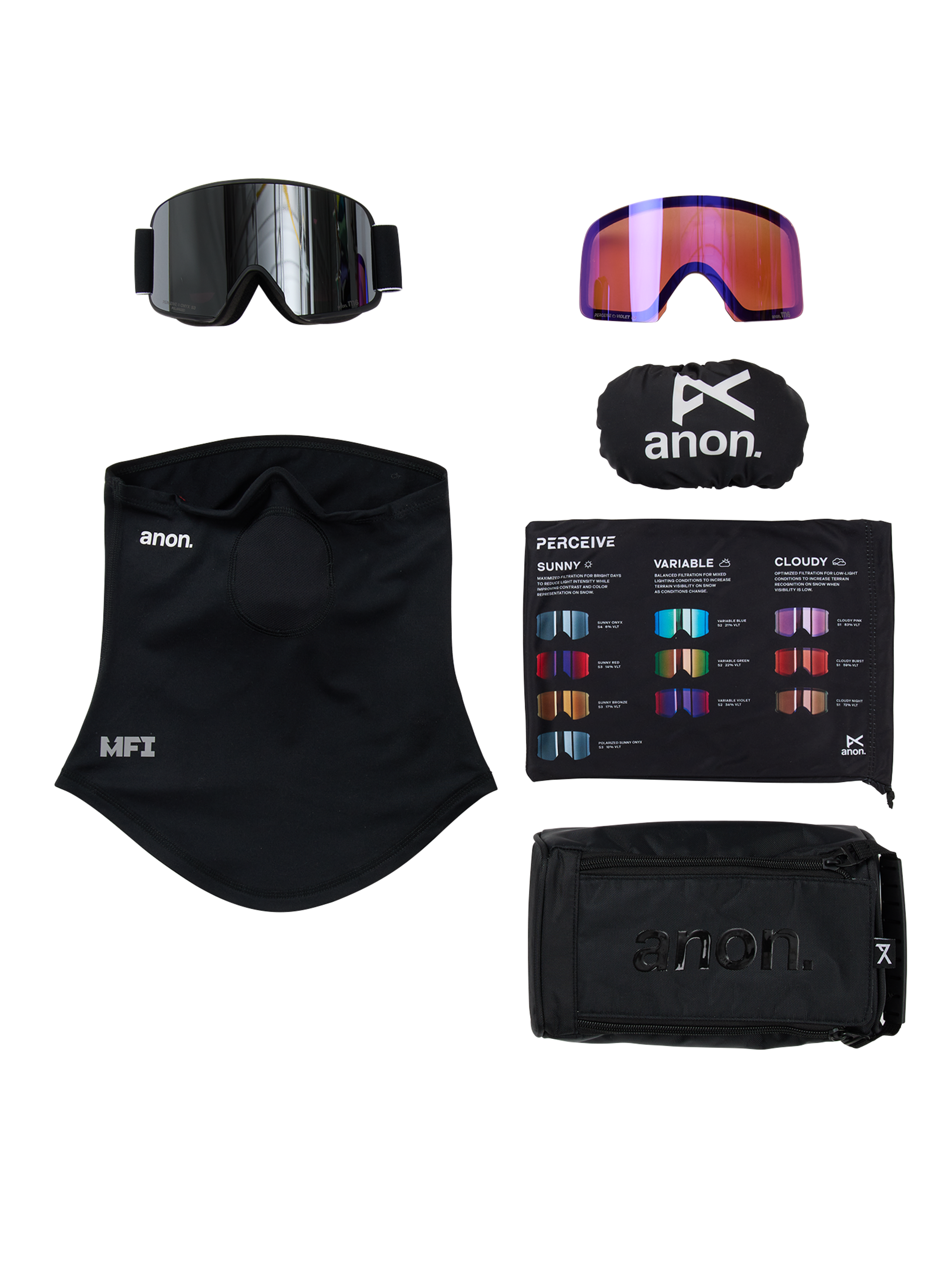 Anon M6 Brille + polarisiertes Perceive Brillenglas + MFI® Face Mask