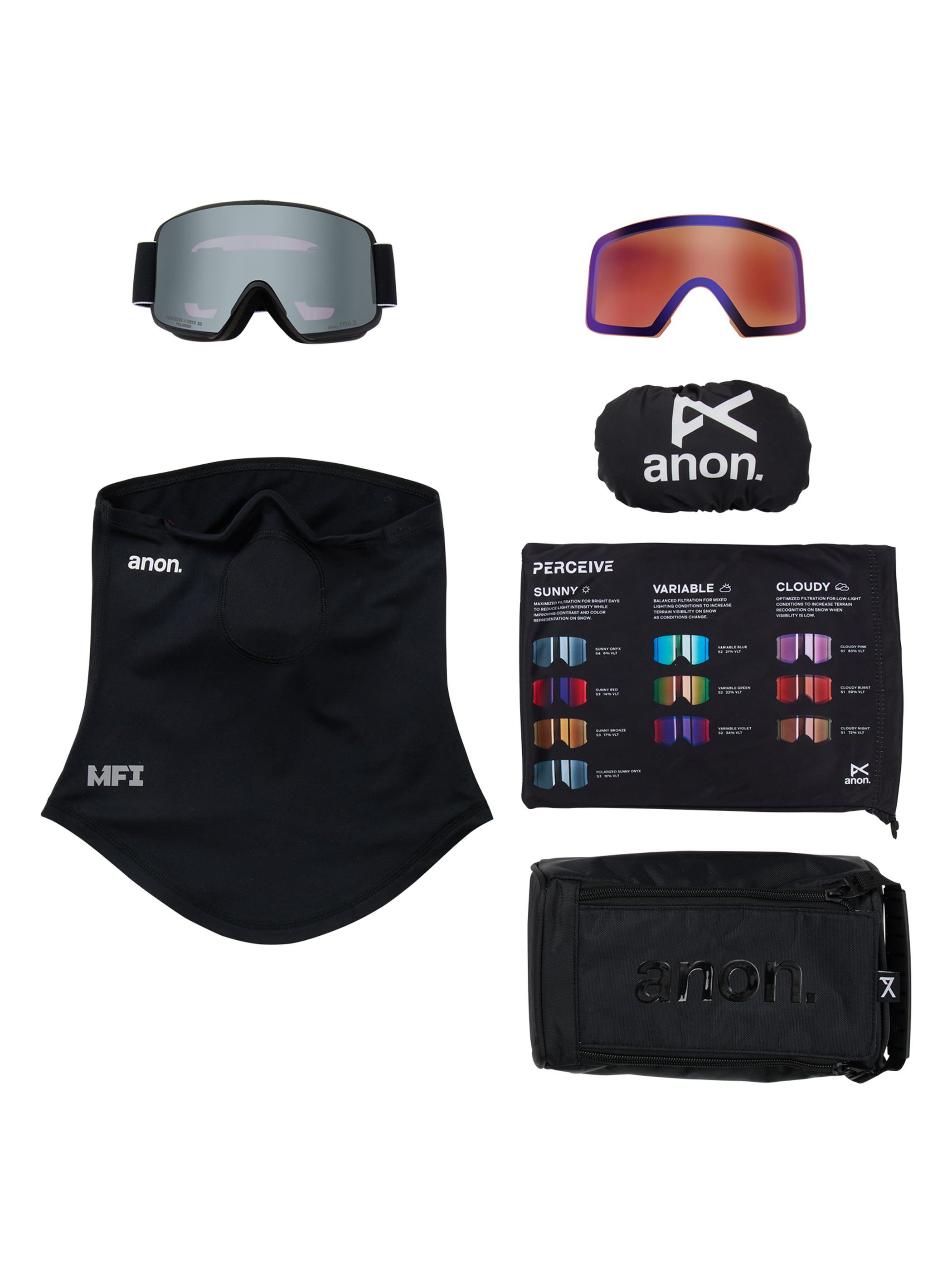 Anon M6S Brille + polarisiertes Perceive Brillenglas + MFI® Face Mask
