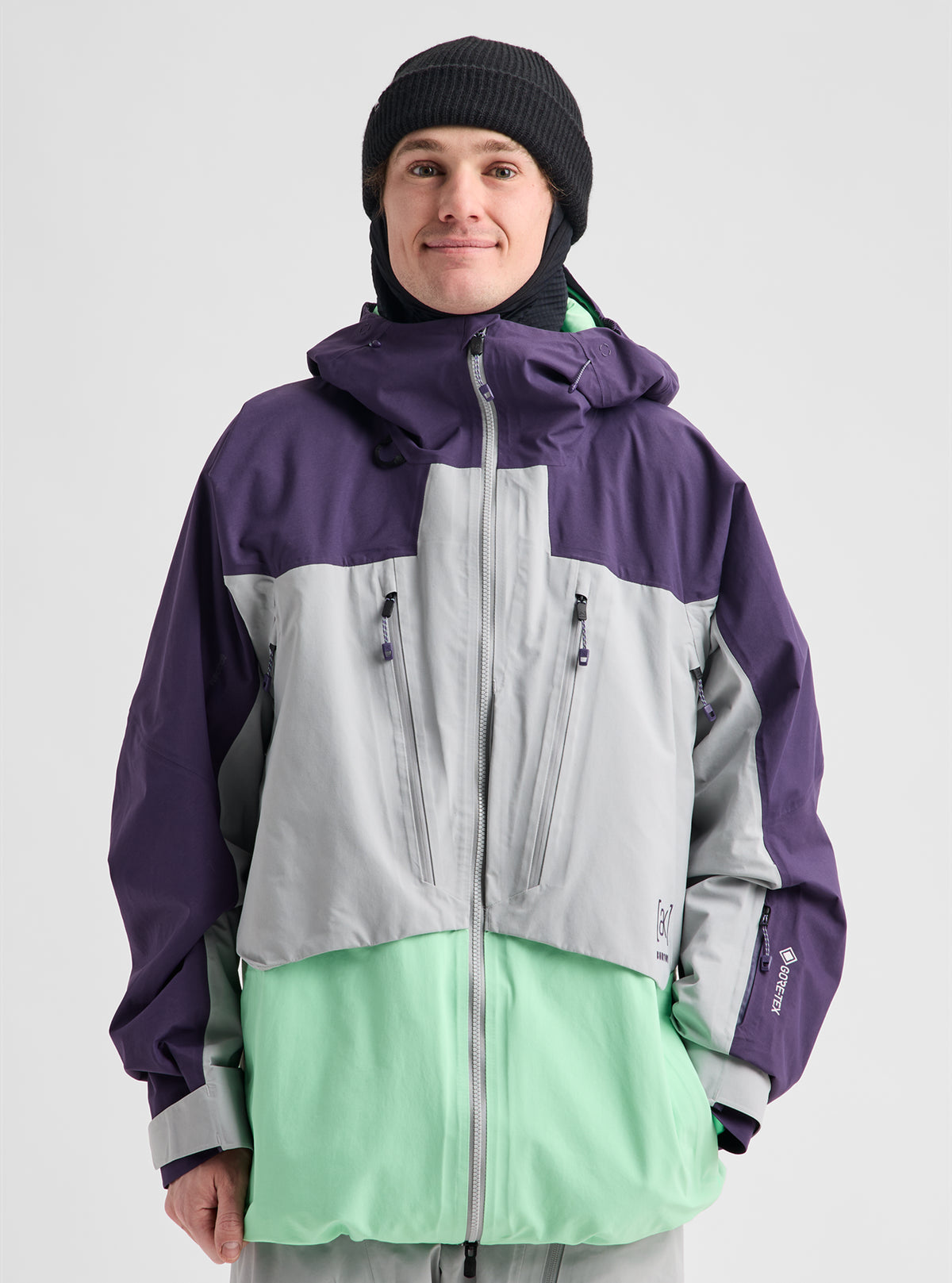 Product image of Men's Burton [ak] Swash Synthetic Insulated GORE-TEX 2L Jacket[Variant:Nightshade Purple / Apparition Gray / Green Voltage]