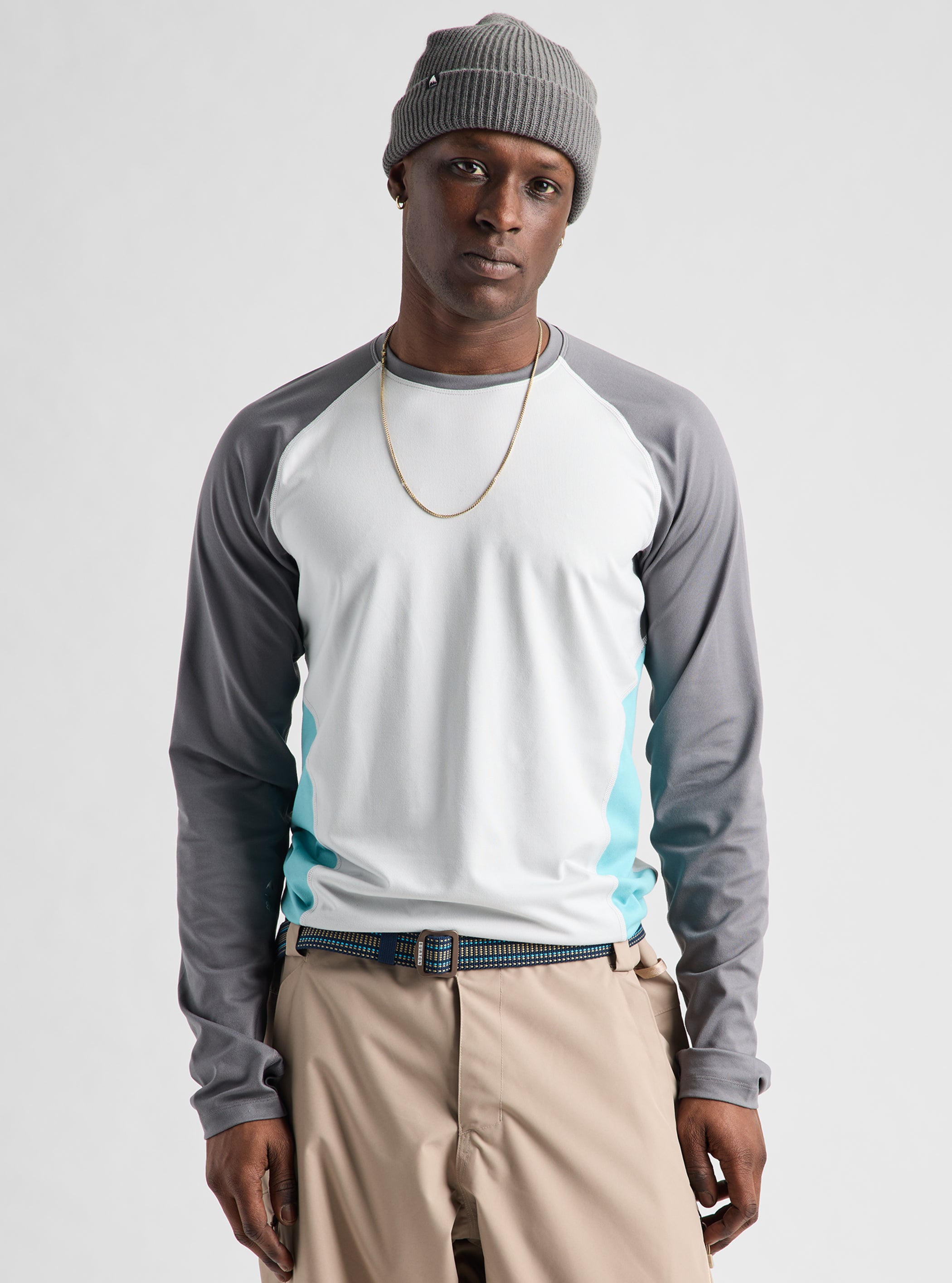 Product image of Men's Burton Synthetic Midweight Base Layer Crew[Variant:Gray Cloud / Gotham Gray / Mineral Blue]