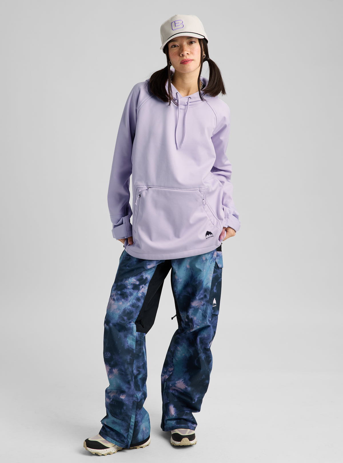 美品　BURTON スノーボードウェア 薄紫色 フード付き Burton Crown Weatherproof Riding Pullover Hoodie 2027