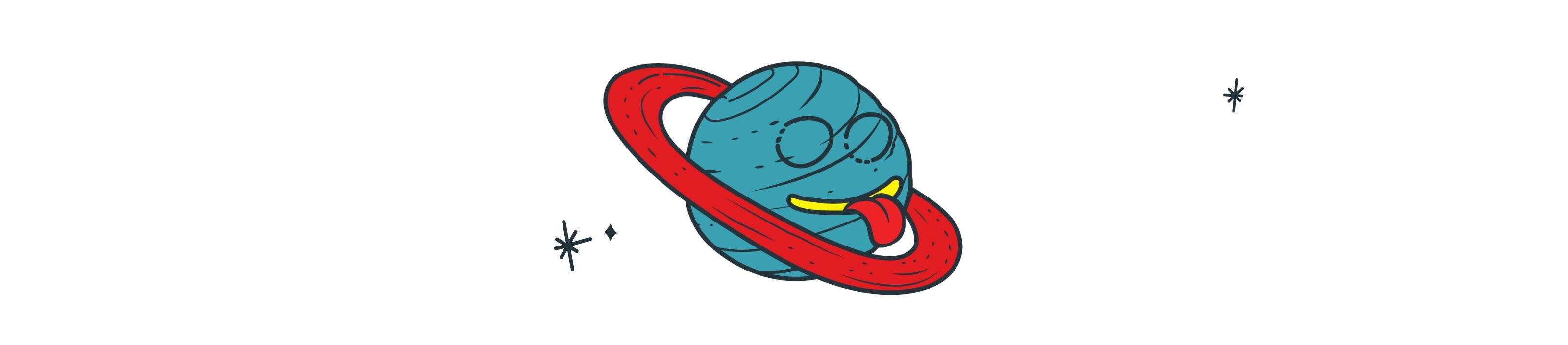 Cartoon planet with rings on a white background