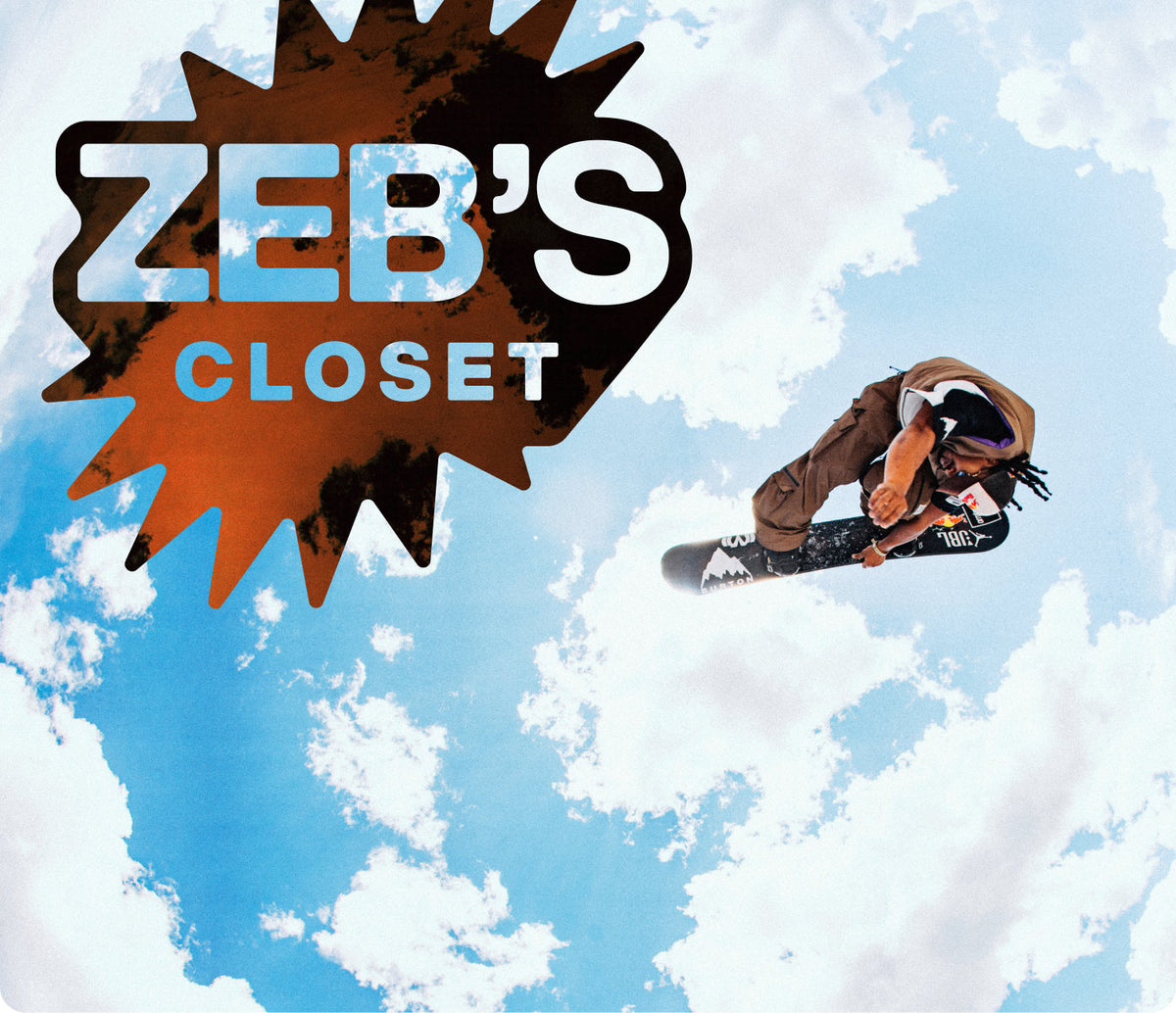 banner image of rider against sky backdrop featuring zeb's closet logo in foreground